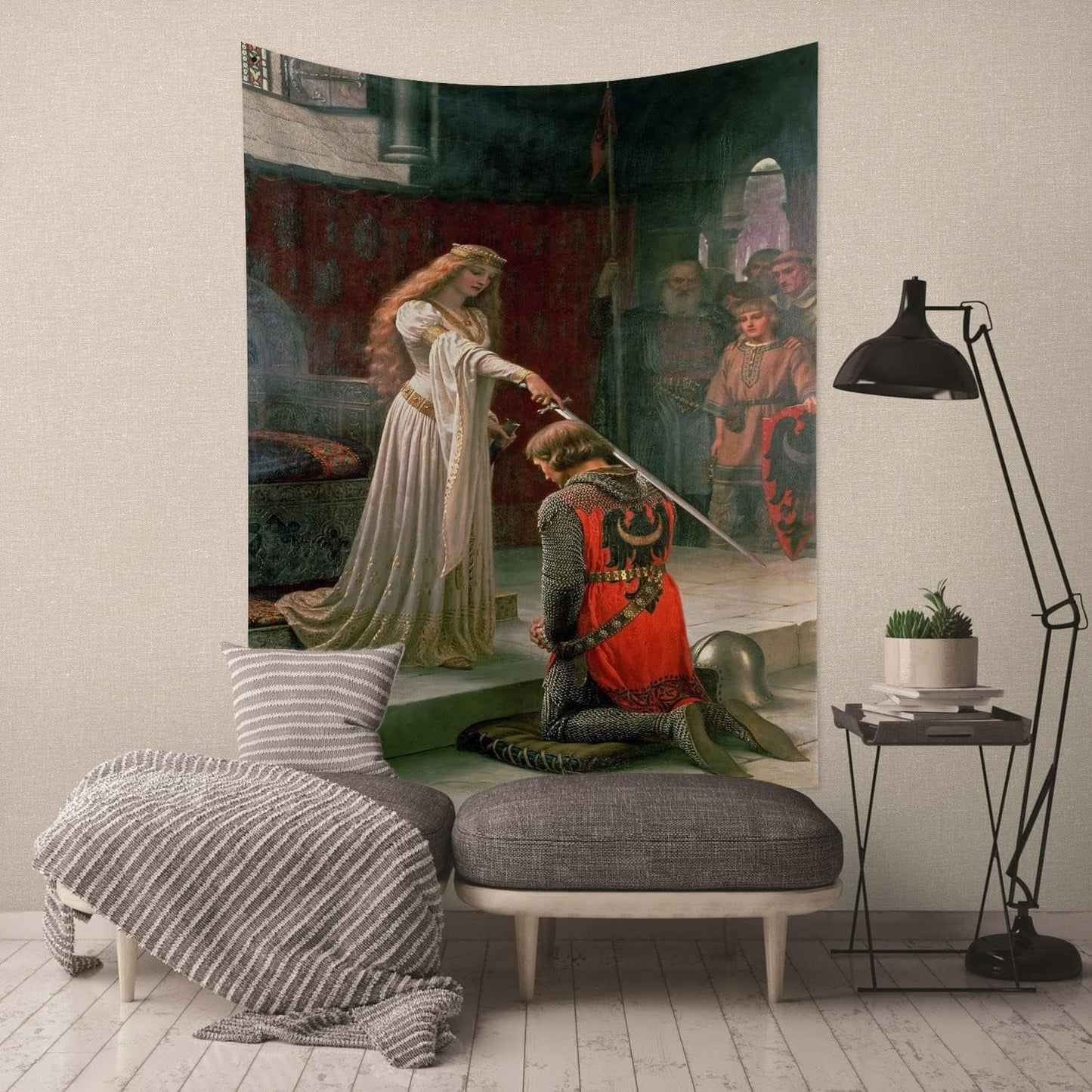 Wandteppich Yongfoto Ritter Ölgemälde Mittelalter England Zuhause – Accessoires und Dekorationen Naty Shop