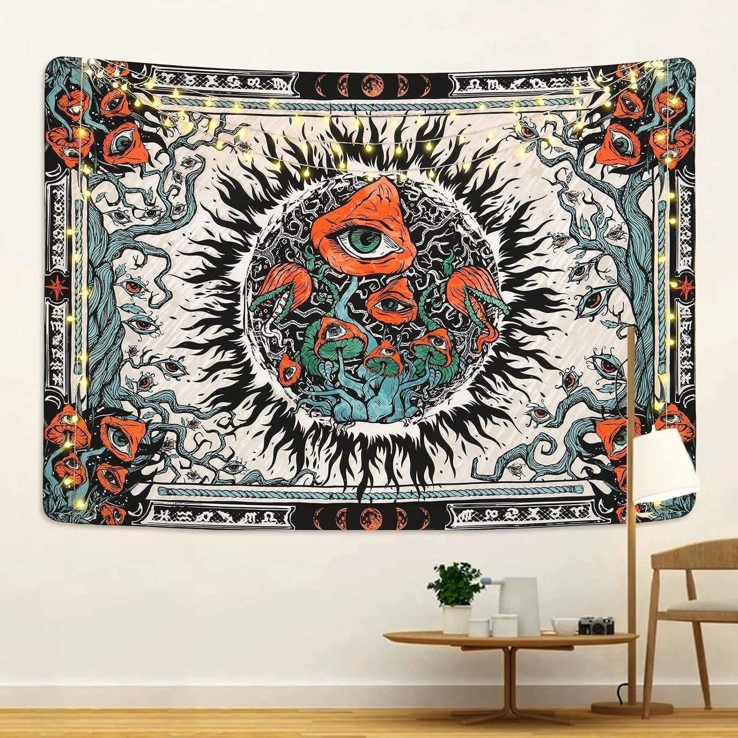 Wandteppich, Yrenendenge, Pilze, Sonnenbrand, Leinwand, Hippie-Augen, Zuhause – Accessoires und Dekorationen, Naty Shop