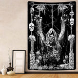 Tapisserie yrendenge menschlicher Totenkopf schwarz weiß Zuhause - Accessoires und Dekorationen Naty Shop
