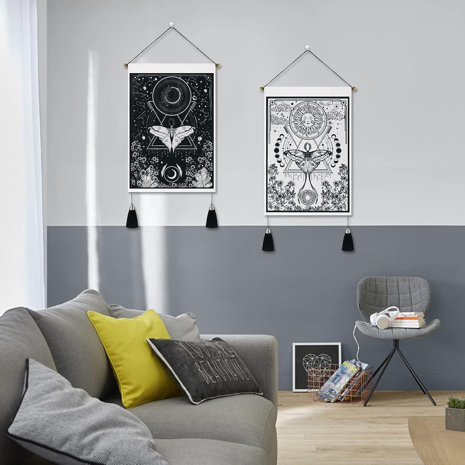 Yugarlibi Wandteppich, 2 Stück, kleine Wandteppiche zum Aufhängen, Mond und Sonne. Zuhause – Accessoires und Dekorationen Naty Shop