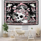 Gobelin Yugarlibi rosa Totenkopf Pilze Skelett Zuhause – Accessoires und Dekorationen Naty Shop