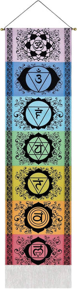 Yugarlibi Wandteppich-Set mit Chakra-Meditation, Yoga, Trippy-Wandteppich, Zuhause – Accessoires und Dekorationen, Naty Shop, Schwarz, 130 L x 32,5 B cm