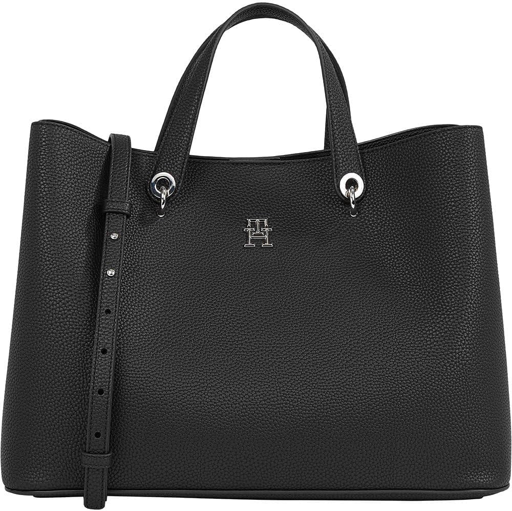 Tommy Hilfiger Umhängetasche mit Emblem, abnehmbarem Schultergurt Taschen Damen Naty Shop Schwarz (Schwarz)
