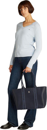 Tommy Hilfiger Th Logotape Tote Aw0aw17198 Tragetasche Damen Taschen Naty Shop