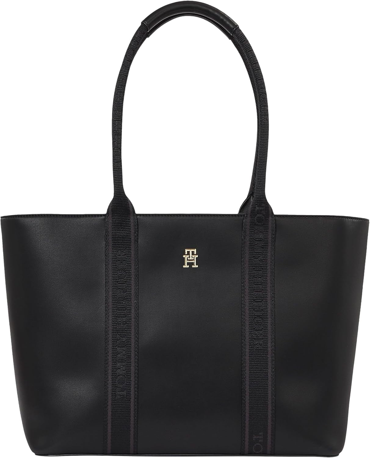Tommy Hilfiger Th Logotape Tote Aw0aw17198 Tragetasche Damen Taschen Naty Shop Schwarz (black)