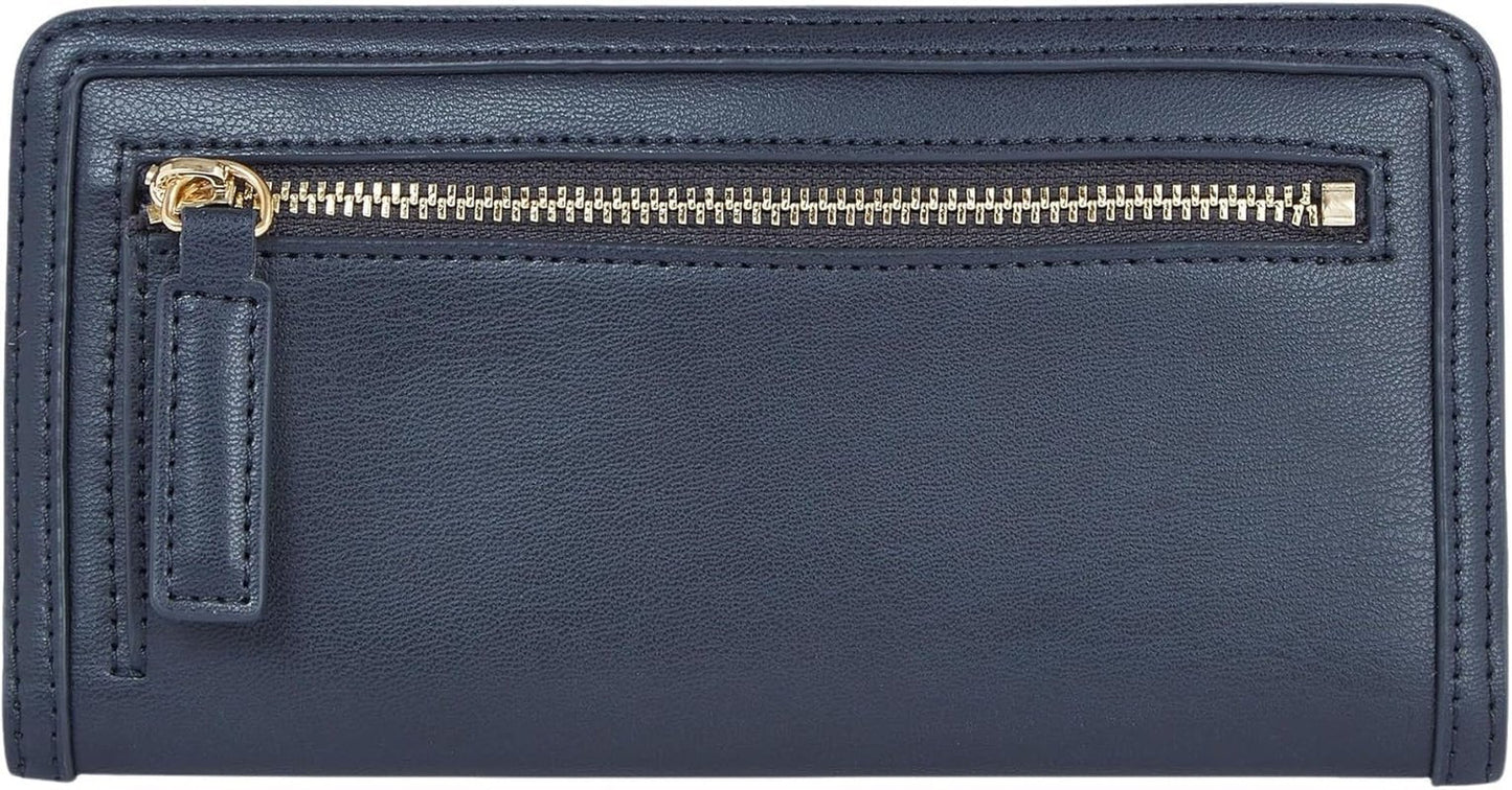 Tommy Hilfiger TH MONOTYPE LARGE SLIM WALLET Damenbrieftasche, Blau (Space Blue), OS Damenbrieftasche Naty Shop