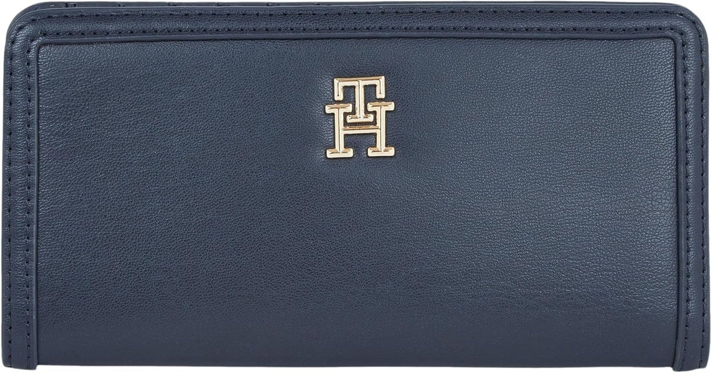 Tommy Hilfiger TH MONOTYPE LARGE SLIM WALLET Damen-Geldbörse, Blau (Space Blue), OS Damen-Geldbörse Naty Shop Standardtitel