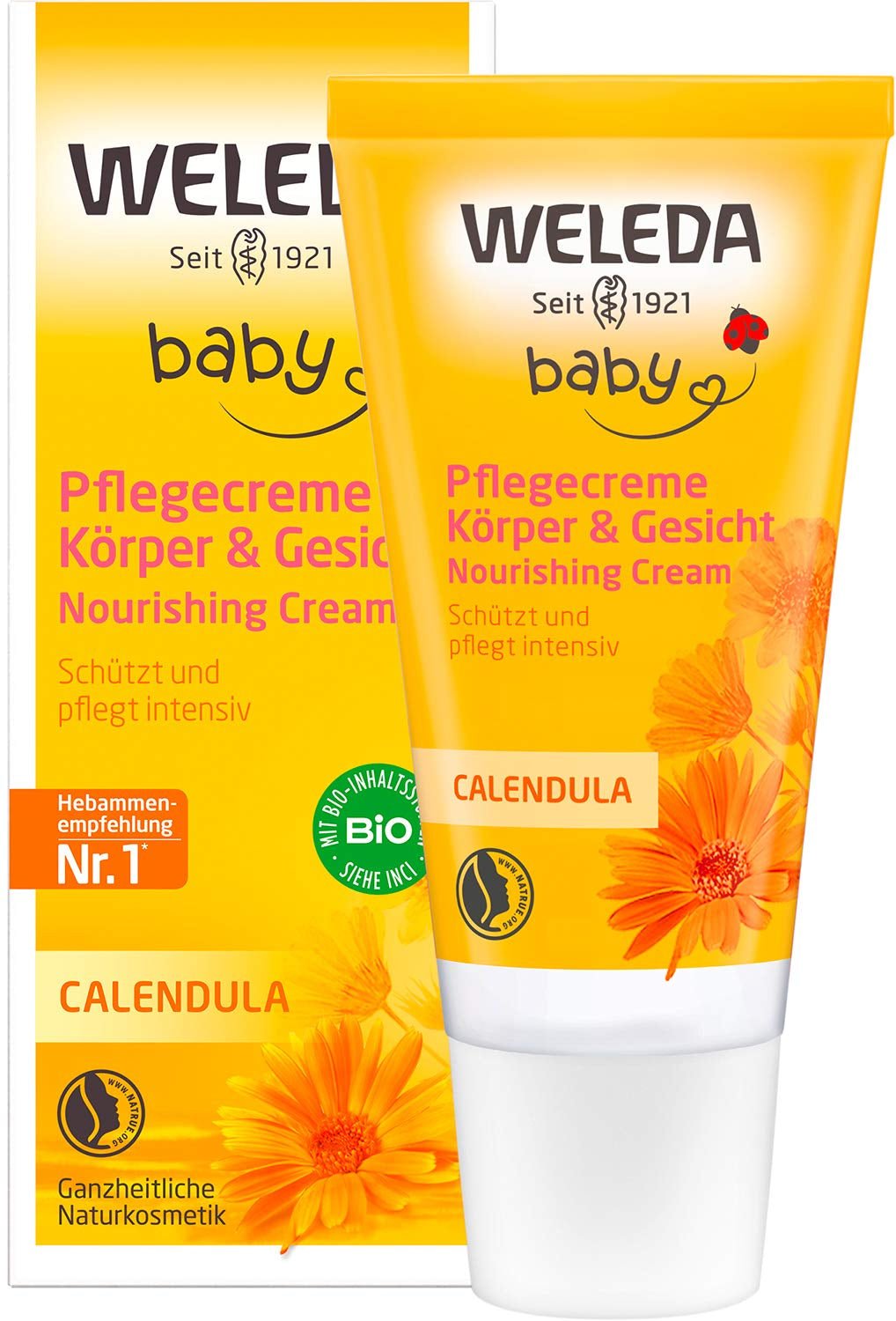 WELEDA Bio Baby Calendula Pflegecreme Körper & Gesicht 30ml – Gesichtscreme / Hautcreme für Naturkosmetik mit Sesamöl und Lanolin zur Pflege trockener Haut. Feuchtigkeitsspendende Pflegecreme für Babys und Kinder Kinder - Bade- und Hautpflege Naty Shop 30 ml