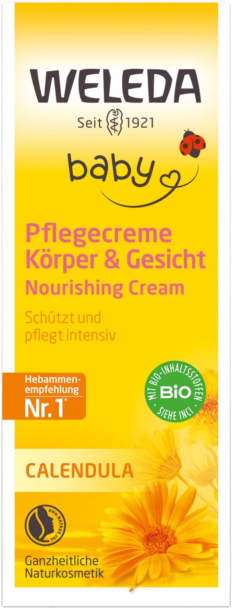 WELEDA Bio Baby Calendula Pflegecreme Körper & Gesicht 30ml – Gesichtscreme / Hautcreme für Naturkosmetik mit Sesamöl und Lanolin zur Pflege trockener Haut. Feuchtigkeitsspendende Pflegecreme für Babys und Kinder Kinder - Bade- und Hautpflege Naty Shop