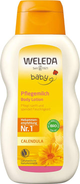 WELEDA Bio Baby Calendula Pflegemilch – Naturkosmetische Körperlotion mit Mandelöl und Bienenwachs zur Pflege und Reinigung trockener Babyhaut. Zarte Hautpflegelotion für Babys und Kinder (1x 200 ml) Kinder - Bade- und Hautpflege Naty Shop Standardtitel