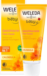 WELEDA Bio-Baby-Calendula-Gesichtscreme – Naturkosmetische Feuchtigkeitscreme mit Mandelöl und Bienenwachs zur Pflege trockener Haut. Natürliche Gesichtspflegecreme für Babys und Kinder (1x 50ml) Kinder - Bade- und Hautpflege Naty Shop Gesichtscreme 50 ml (1 Packung)