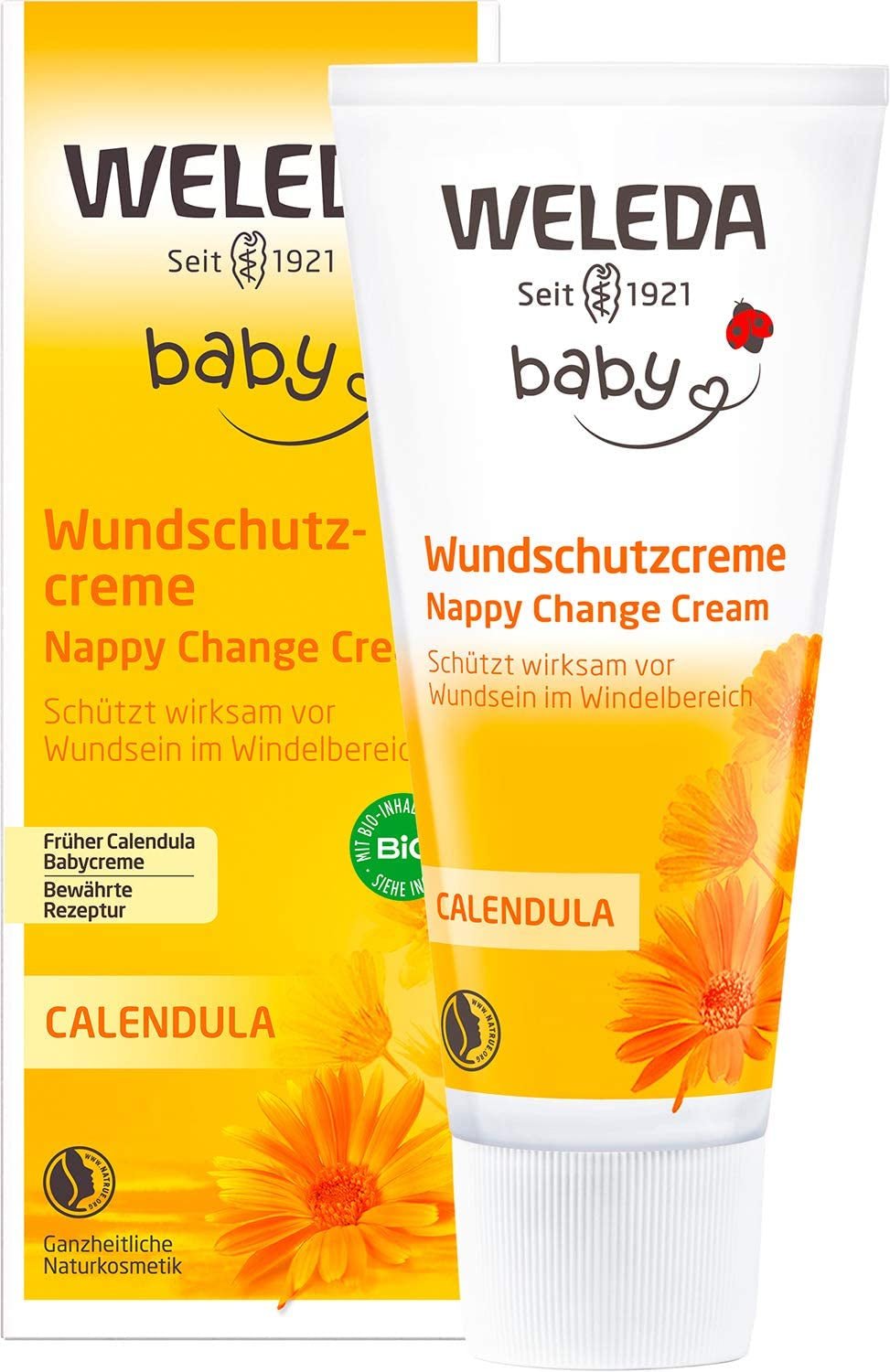 WELEDA Bio Baby-Calendula-Wundschutzcreme 75 ml – Naturkosmetische Wundsalbe / Babycreme zum Schutz der empfindlichen Babyhaut im Windelbereich. Hilft bei Rötungen, gereizter Haut und Schmerzen Kinder - Bad und Hautpflege Naty Shop Wundschutzcreme 75 ml