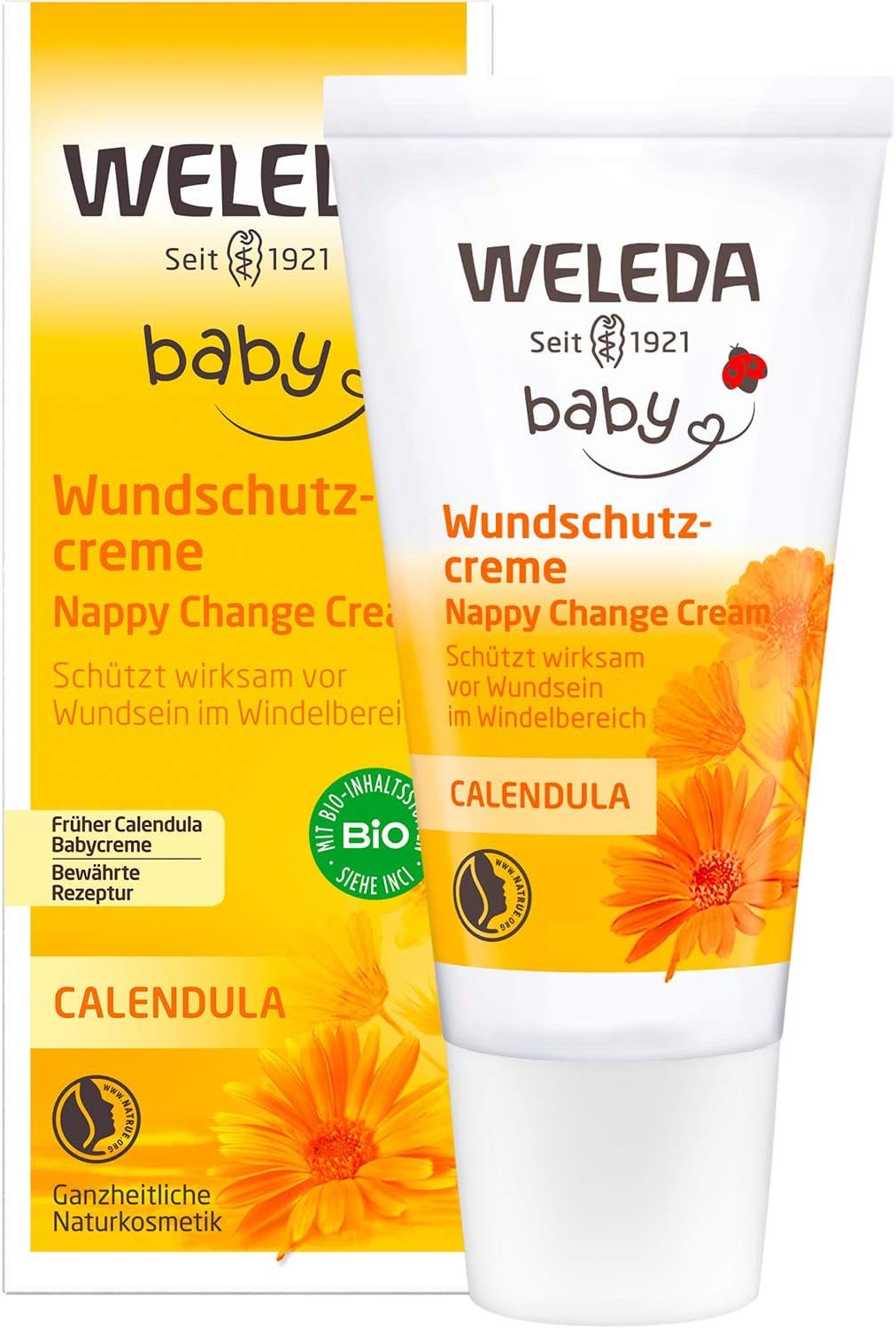 WELEDA Bio Baby-Calendula-Wundschutzcreme 75 ml – Naturkosmetische Wundsalbe / Babycreme zum Schutz der empfindlichen Babyhaut im Windelbereich. Hilft bei Rötungen, gereizter Haut und Schmerzen Kinder - Bad und Hautpflege Naty Shop Wundschutzcreme 30 ml