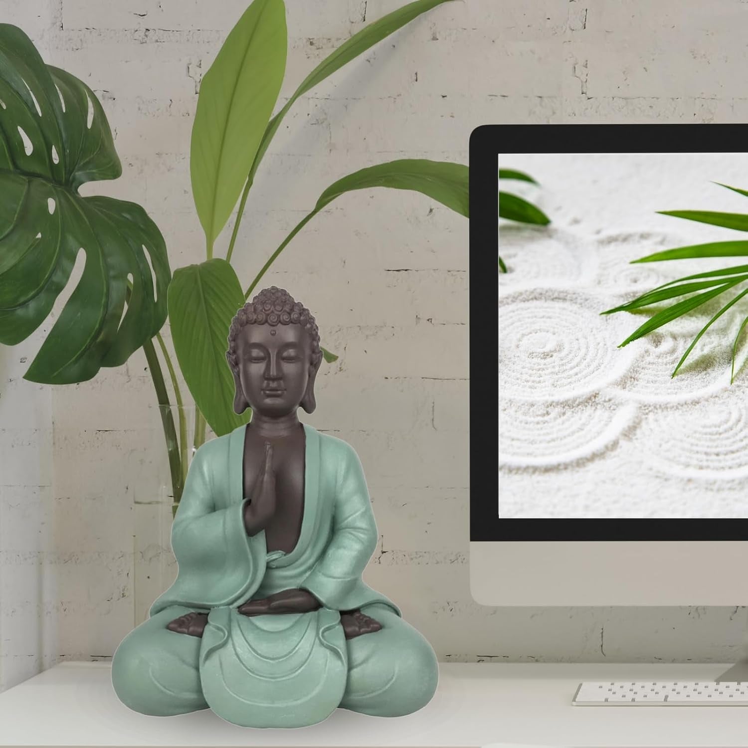 Zen Arôme SBM5 Zen Bodhi Statue, grün/braun, 20 cm hoch Statuetten und Skulpturen Naty Shop