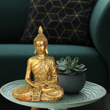 Zen'Light - Statuette mit Buddha-Kopf Sanci - Dekoration für Zen, Meditation und Feng Shui - Geschenk für eine entspannende und spirituelle Atmosphäre - Buddha-Statue - Höhe: 18 cm - Farbe: Gold Statuetten und Skulpturen Naty Shop