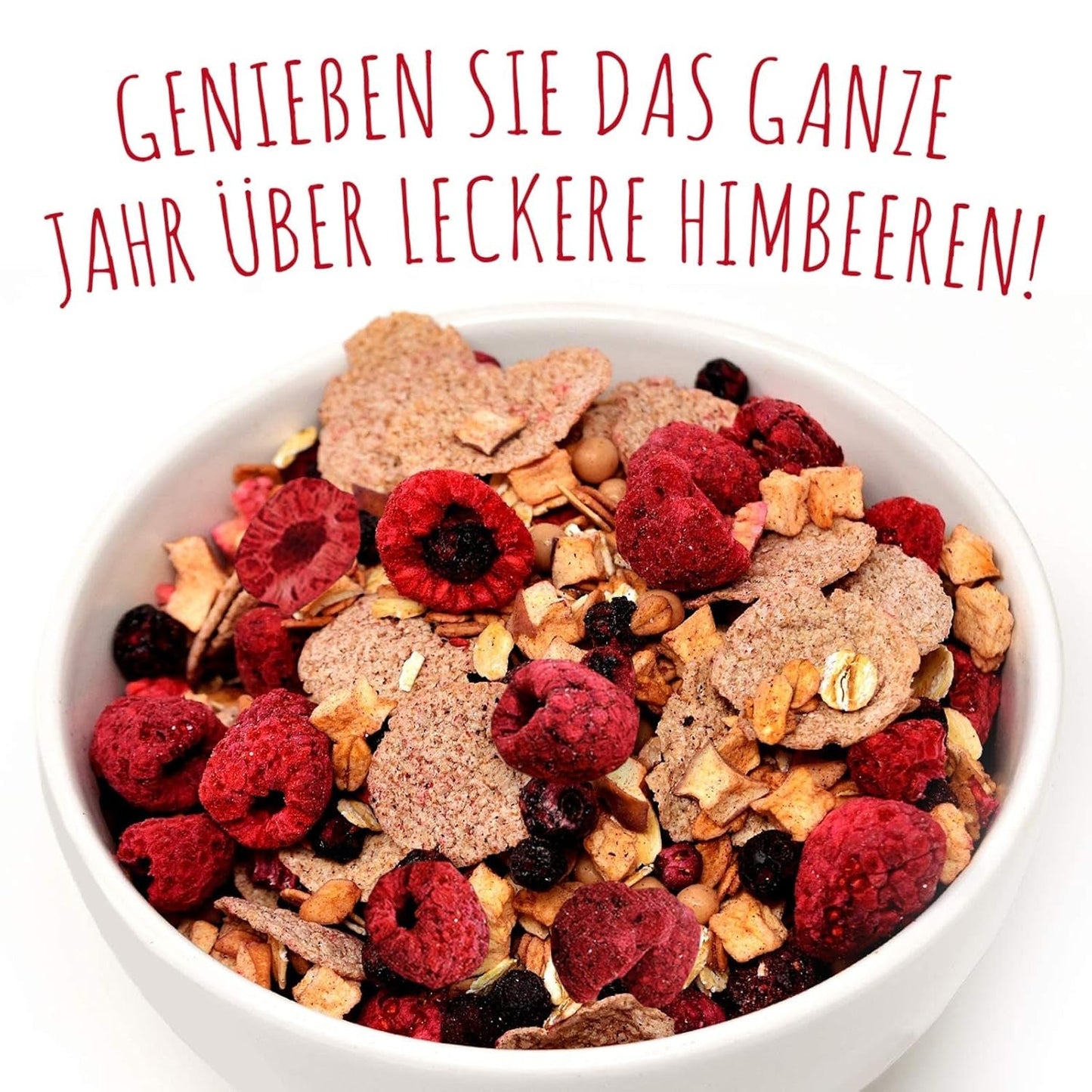 Gefriergetrocknete Himbeeren, KEINE chinesischen Produkte, 500g gefriergetrocknete ganze Früchte, ohne Zusatzstoffe, fruchtig, hergestellt in Deutschland. Trockenprodukte Naty Shop
